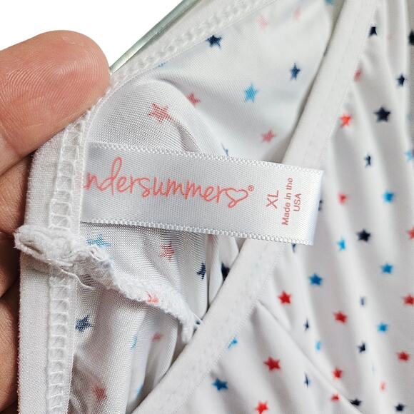 Undersummers Women's Size XL Slip Shorts Red White Blue Star Print Anti Chafing - Picture 3 of 4